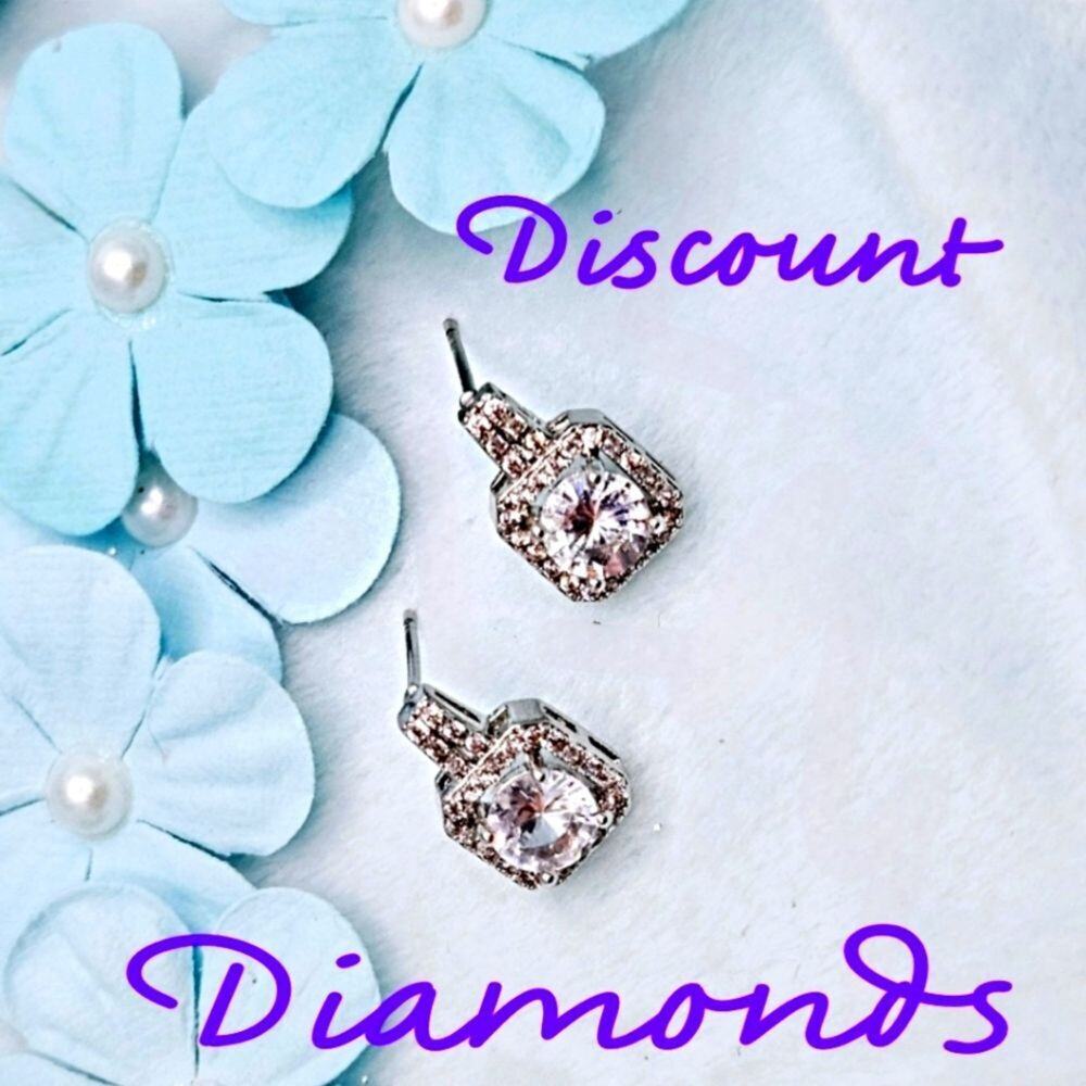 4 Ct White Round Cut Halo Diamonds & Baguettes on 18K White
